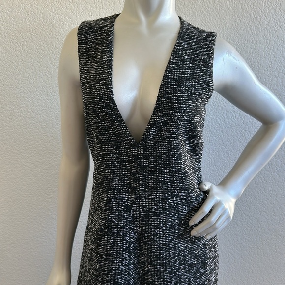 NWT ZARA Tweed Knit Sleeveless Plunge Cropped Wide Leg Jumpsuit - Picture 5 of 10